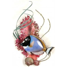 Powder Blue Surgeonfish & Coral- Metal Wall Art Decor Sculpture by Bovano #W1945   311657433982